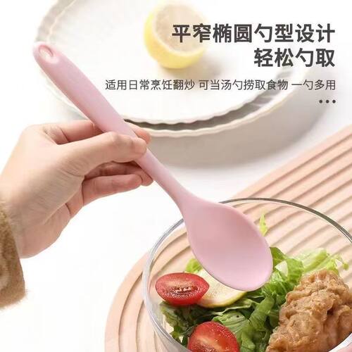 食品级硅胶勺子辅食勺儿童喝汤勺耐高温调羹勺汤匙汤家用搅拌勺子 - 图1
