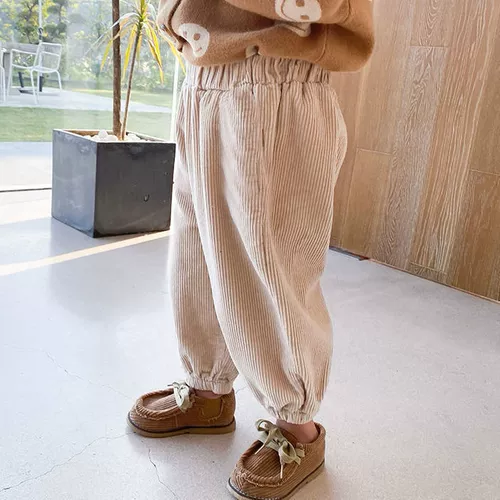 Демисезонные вельветовые однотонные детские штаны для мальчиков