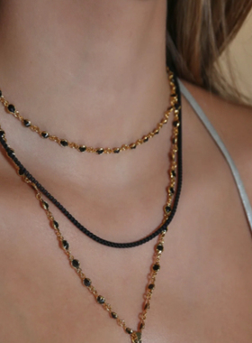 100cmCH官同款锆石链黑钻裸链简约项链