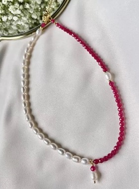 出口极简风温柔火龙果串珠珍珠项链