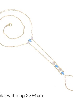 出口余夏蓝松石金色爱心手链女小众设计手环手链