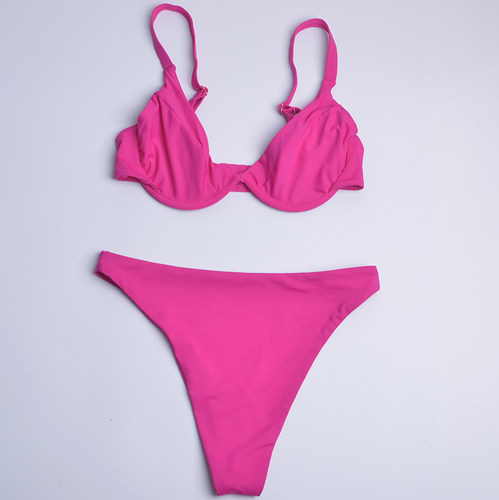 外贸品牌性感度假纯色比基尼泳衣女T裤半包臀bikini泳装多色 - 图2