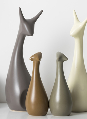 情侣天鹅客厅酒柜电视柜陶瓷摆件