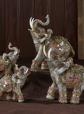 大象客厅酒柜电视柜摆件创意家居玄关装饰品树脂工艺品摆设欧式