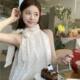 ການອອກແບບ sleeveless halter neck polka dot shirt women's summer shirt bow vest Korean style loose hot girl top