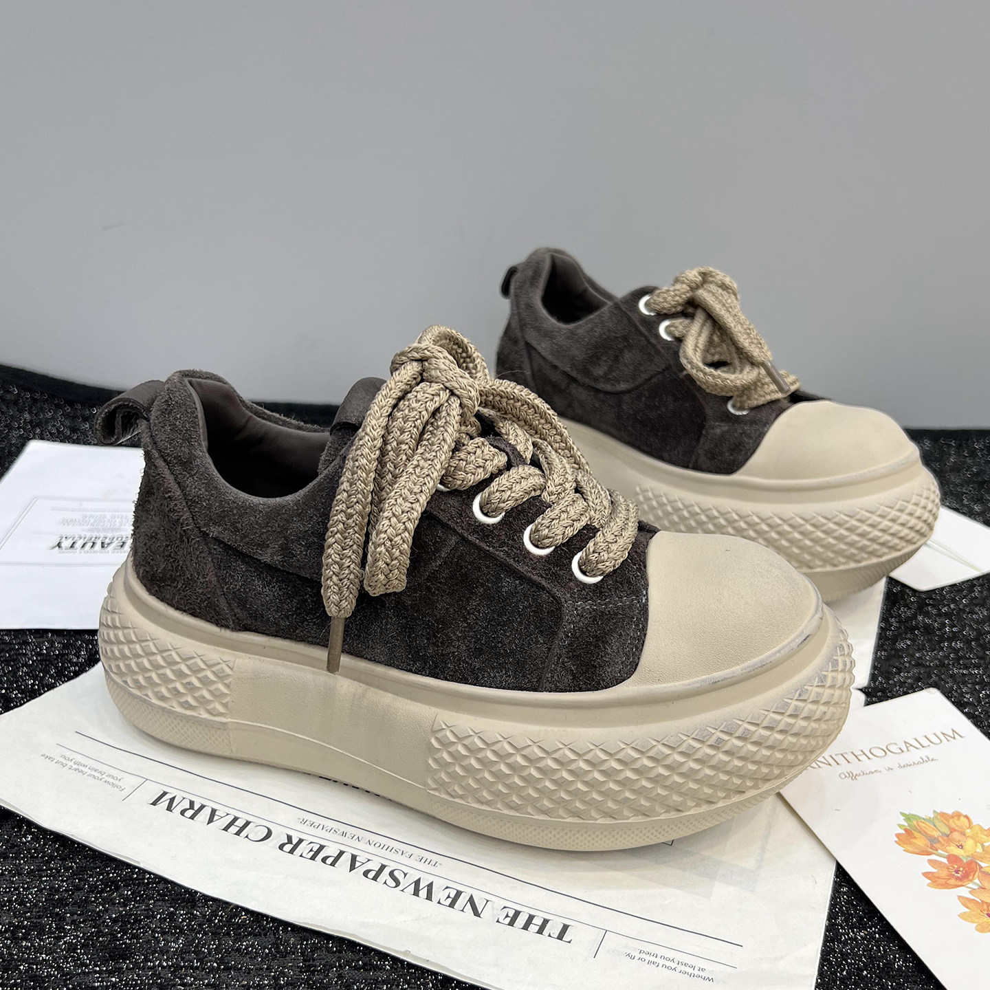 真皮大头复古松糕鞋女2025秋季新款厚底增高丑萌面包鞋休闲百搭潮,淘宝优惠券,粉丝福利购,淘宝优惠卷