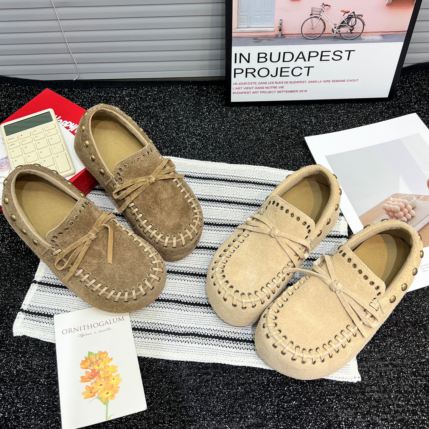 真皮铆钉蝴蝶结勃肯鞋女2026春季新款休闲百搭厚底内增高时尚单鞋,淘宝优惠券,粉丝福利购,淘宝优惠卷