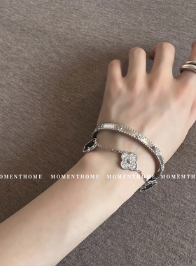 锆石四叶手链花筒手镯