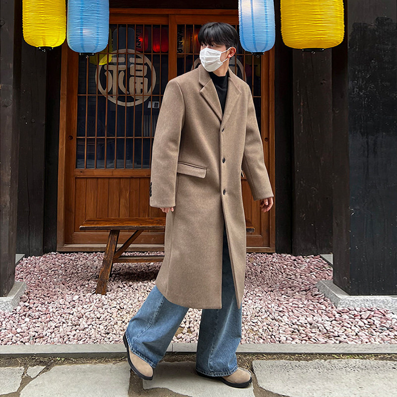 MRCYC中长款毛呢大衣男士冬季韩系宽松加绒加厚呢子英伦风衣外套,淘宝优惠券,粉丝福利购,淘宝优惠卷