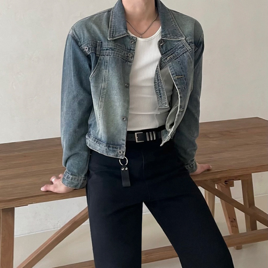 MRCYC复古水洗牛仔夹克男秋季宽松短款外套韩系潮流百搭翻领上衣,淘宝优惠券,粉丝福利购,淘宝优惠卷