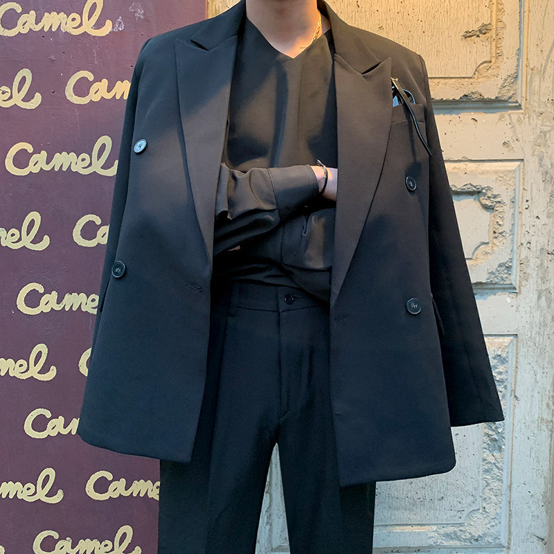 MRCYC高级垂感坠感内搭长袖衬衫男韩系潮流免烫宽松黑色衬衣痞帅,淘宝优惠券,粉丝福利购,淘宝优惠卷