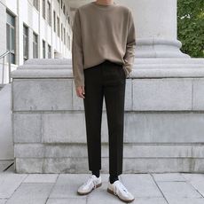 Классические брюки mrcyc秋季新款男士正装西裤直筒宽松黑色西装裤休闲修身九分裤子