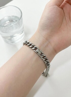 男女情侣手链朋克纯钛合金999
