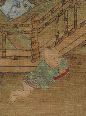 五代周文矩三婴戏图人物画挂画