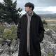 My brother learns how to wear winter mid-length woolen coats for men, new thickened knee-high loose woolen coats and windbreakers