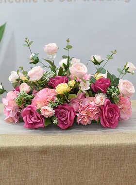 仿真花长餐桌花桌面装饰花艺摆件
