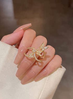 精致微镶蝴蝶戒指女ins冷淡风开