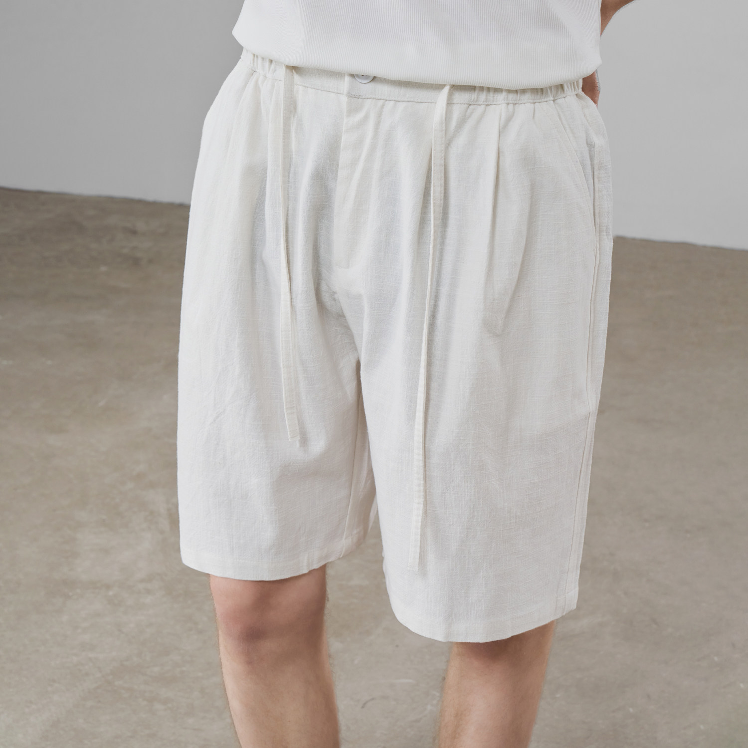 NYHSUGOO/南乙夏季新款苎麻混纺工艺五分裤男士轻薄3687抽绳短裤,淘宝优惠券,粉丝福利购,淘宝优惠卷