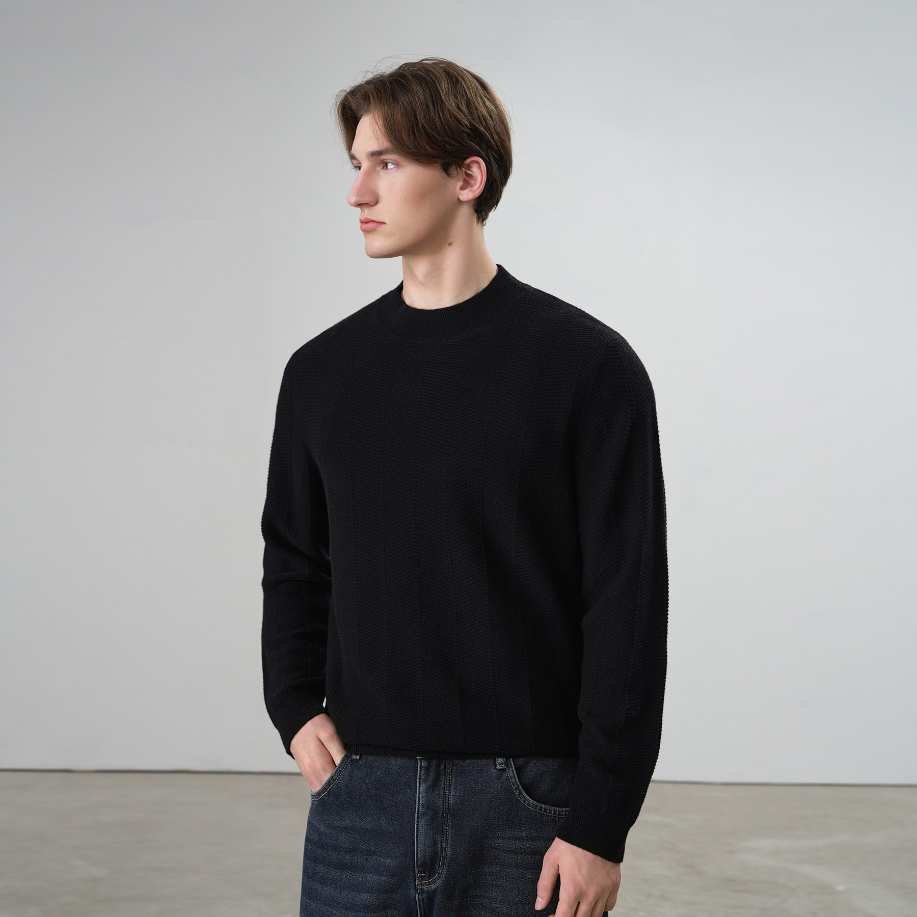 南乙NYHSUGOO 100%羊毛针织衫男冬季12针48支精纺毛衣打底衫3987,淘宝优惠券,粉丝福利购,淘宝优惠卷