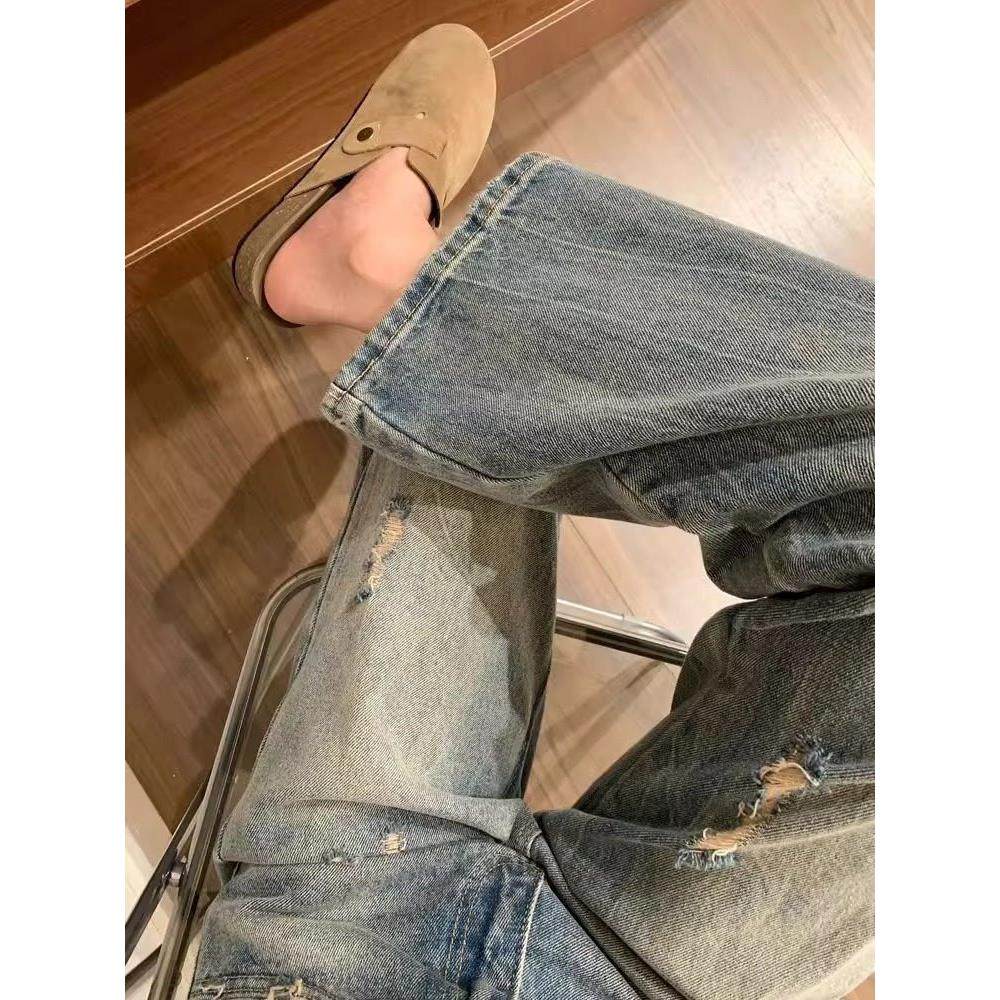 150小个子覆古破洞直筒牛仔裤女春秋新款高腰乞丐裤百搭阔腿裤,淘宝优惠券,粉丝福利购,淘宝优惠卷