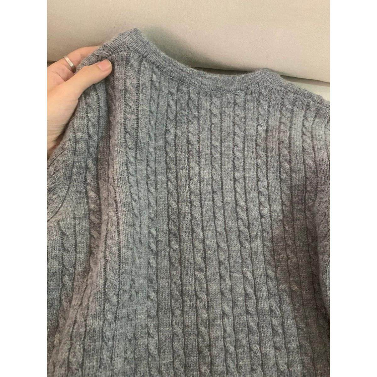 法国Rouje tusse灰色麻花毛衣外套女冬慵懒风羊毛加厚针织衫开衫,淘宝优惠券,粉丝福利购,淘宝优惠卷