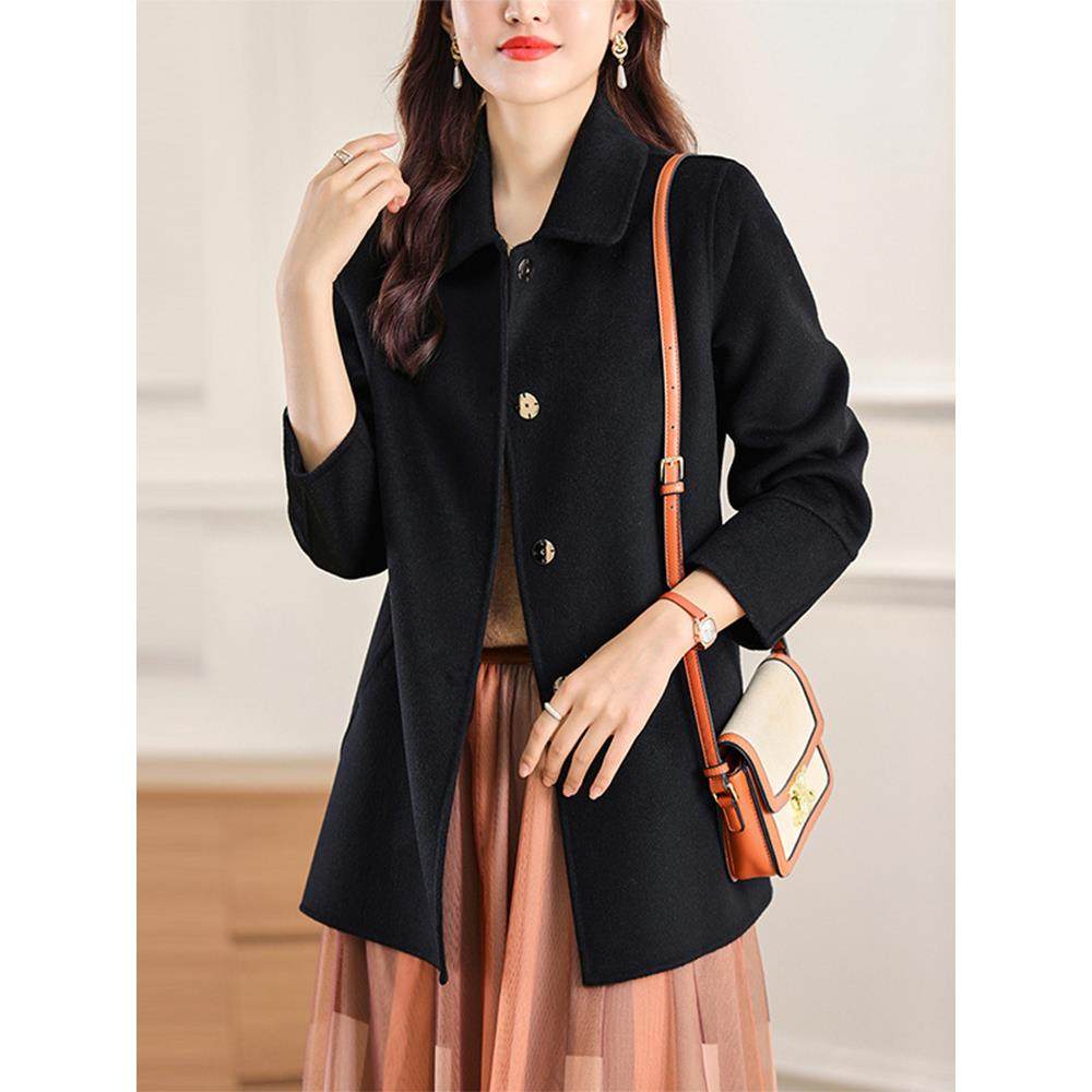 艾丽恩裳高端双面羊绒大衣女秋冬款时尚洋气百搭小个子羊毛呢外套 - 图3