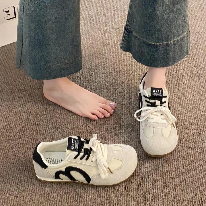 英国真皮红色德训鞋女款2025新款秋季休闲运动平底板鞋经典阿甘鞋 - 图2