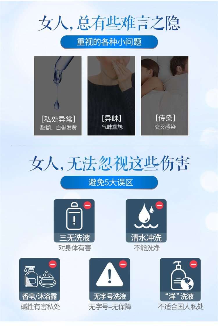 妇炎洁私处护理止痒杀菌女性洗护液 趣堂居家日用私处洗液