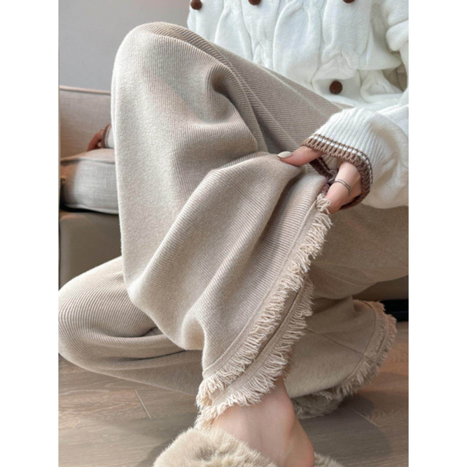 法国Rixo Rane 巨舒适⭐加厚针织阔腿裤女秋冬糯米高腰垂感休闲裤,淘宝优惠券,粉丝福利购,淘宝优惠卷