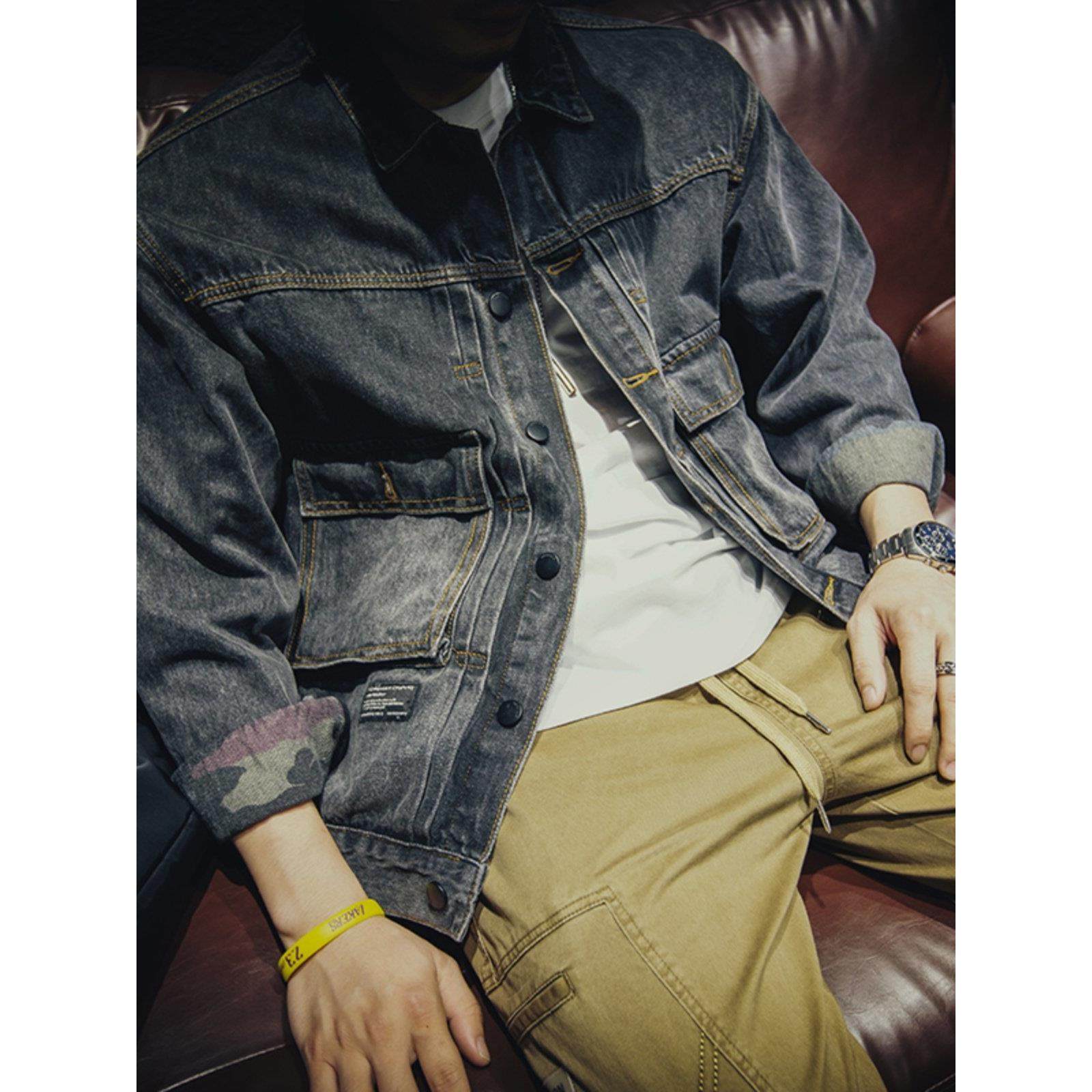 时尚品牌它不偏斜纹牛仔夹克男士宽松大码在韩国风格时髦的春秋季,淘宝优惠券,粉丝福利购,淘宝优惠卷