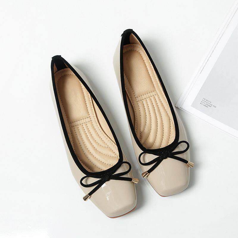 香港2025春秋新款红色平底单鞋女方头浅口软底豆豆鞋百搭蛋卷鞋秋,淘宝优惠券,粉丝福利购,淘宝优惠卷