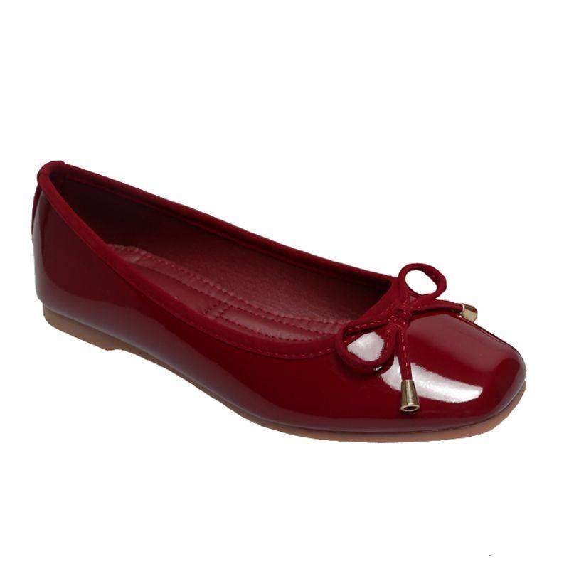 香港2025春秋新款红色平底单鞋女方头浅口软底豆豆鞋百搭蛋卷鞋秋,淘宝优惠券,粉丝福利购,淘宝优惠卷