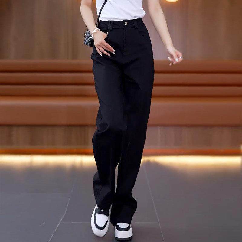 高档纯棉白色窄版牛仔阔腿裤女九分裤春秋新款长裤显瘦高腰直筒裤,淘宝优惠券,粉丝福利购,淘宝优惠卷