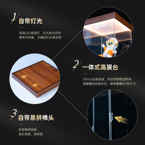 带灯定制亚克力高透明展示盒手办模型高达积木收纳盒发光防尘罩子 - 图1