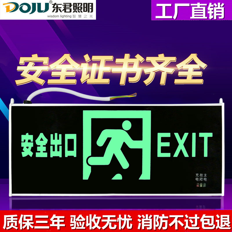 消防应急灯DJ01B款标志灯壁挂式安全出口指示牌LED疏散指示灯220V - 图0