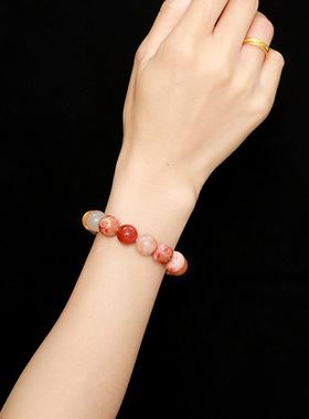 跨境热销天然珊瑚玉手链多宝彩色男女同款单圈天然石圆珠手饰批发