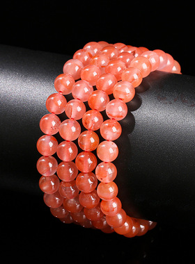 晶东珠宝 天然南红玛瑙多圈手链冰种飘花樱桃红时尚女生手串批发