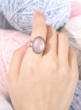 晶东珠宝 玛瑙虎眼石椭圆形钛钢戒指女生设计感欧美跨境指环批发