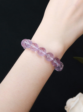 晶东珠宝 7A天然冰透薰衣草紫水晶手链高冰透优雅女礼物手串批发