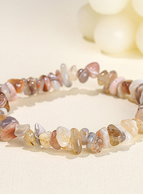 晶东珠宝 天然水晶玛瑙七彩碎石弹力手链不规则欧美跨境手饰批发