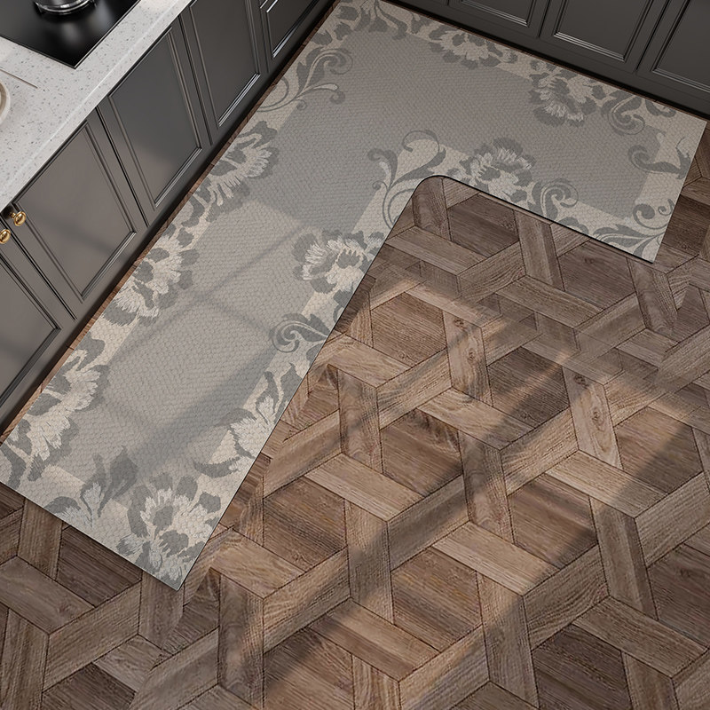 2025新款L形可擦免洗地垫厨房专用防滑防油脚垫复古美式整铺定制,淘宝优惠券,粉丝福利购,淘宝优惠卷