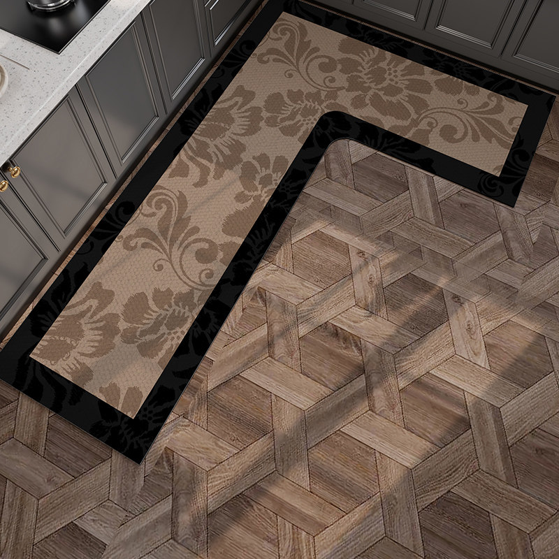 2025新款L形可擦免洗地垫厨房专用防滑防油脚垫复古美式整铺定制,淘宝优惠券,粉丝福利购,淘宝优惠卷