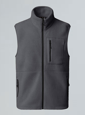 春秋冬外贸男士抓绒马甲户外运动休闲开衫外套立领背心Men's vest