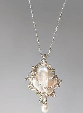 捕梦网仿巴洛克网兜珍珠项链小众设计轻奢独特千金感轻奢毛衣链女