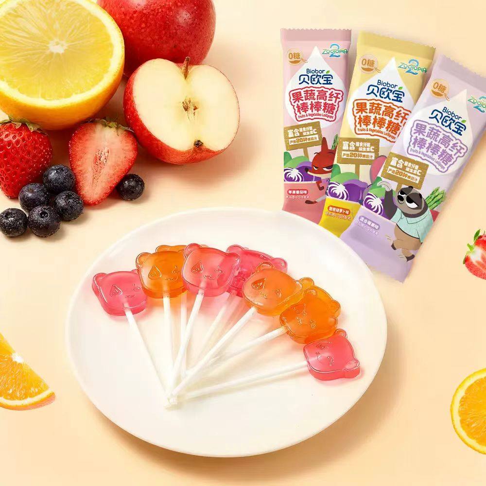 盒马代购贝欧宝新年好棒棒棒糖112g0糖护齿VC膳食纤维真实果蔬汁 - 图2