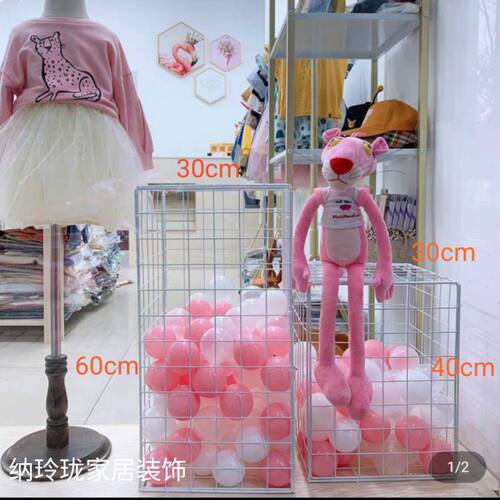 童装橱窗装饰ins网红店改造卧室网格海洋球立方体网格娃娃收纳筐 - 图0