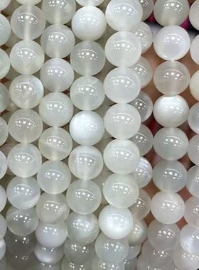 纯天然石原矿白月光石水晶散珠半成品diy手工编织项链手串珠配件