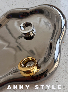 anna男女黄铜欧美褶皱戒指