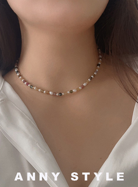 anna天然珠多巴胺石头女彩色项链