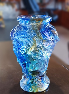 琉璃花瓶摆件鸿运平安客厅佛堂桌面卧室摆放插花轻奢软装工艺品